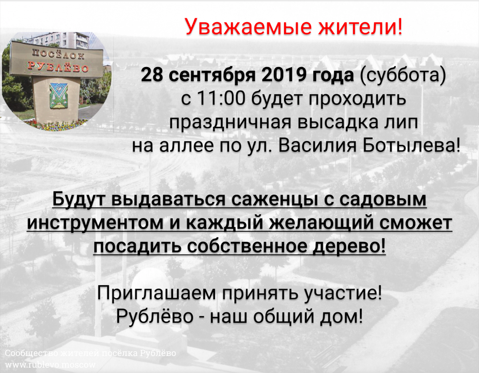 Субботник по высадке лип на аллее по ул. Василия Ботылева